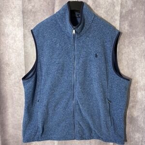 POLO RALPH LAUREN Men's XXL Blue  Full Zip Fleece Vest